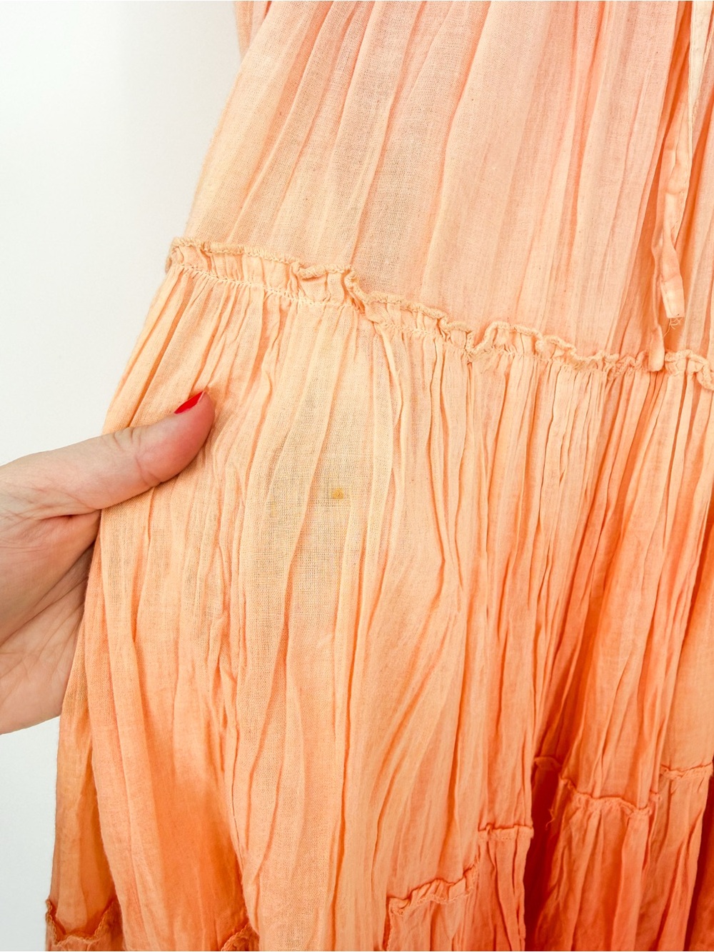 Vintage Jane Ashley Peach Coral Ombre Tiered Midi Skirt Medium - Picture 4 of 6